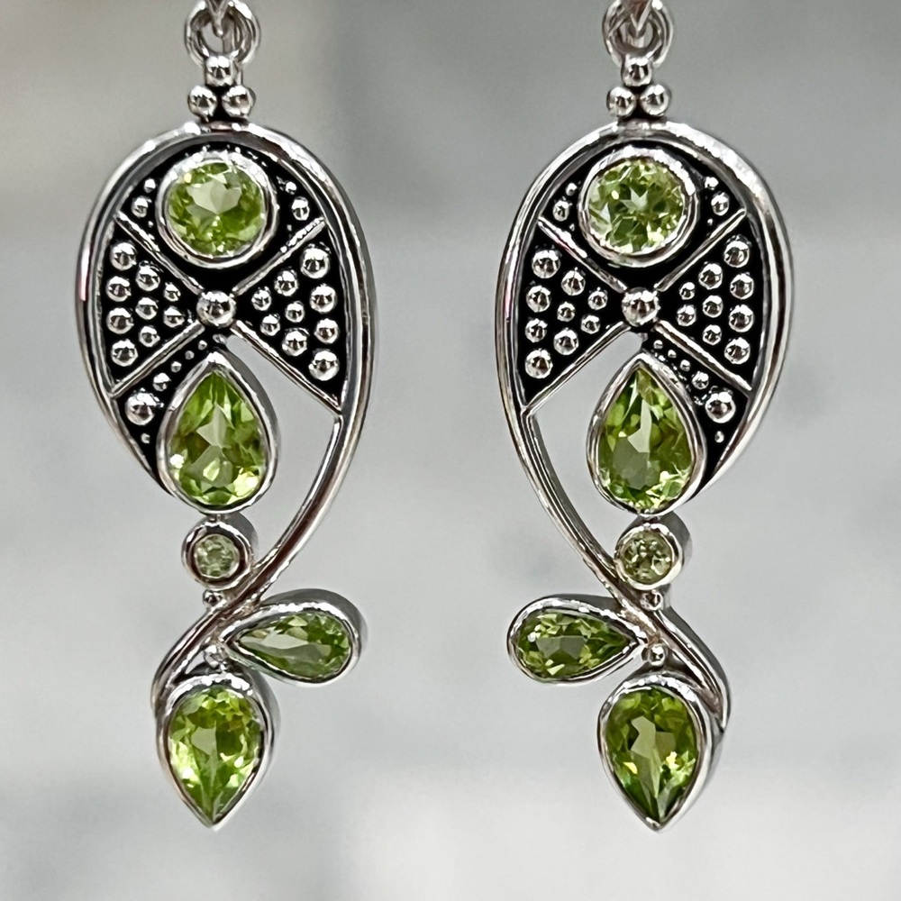 SAJEN Sterling Silver Peridot Dangle Earrings - Picture 3 of 10